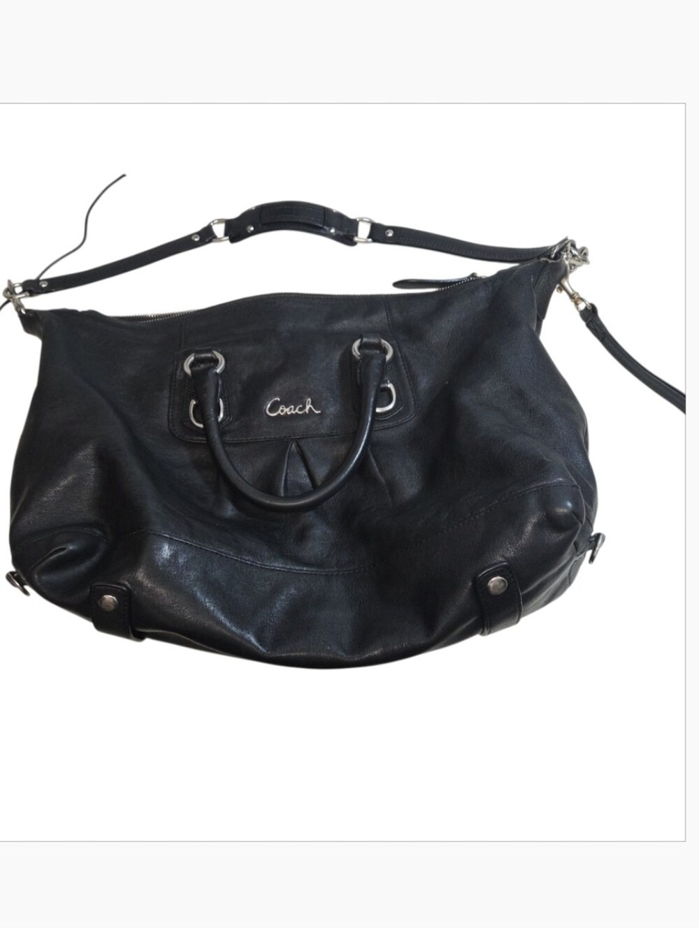 Coach Ashley Black Leather Convertible Satchel Bag H1173-F15447